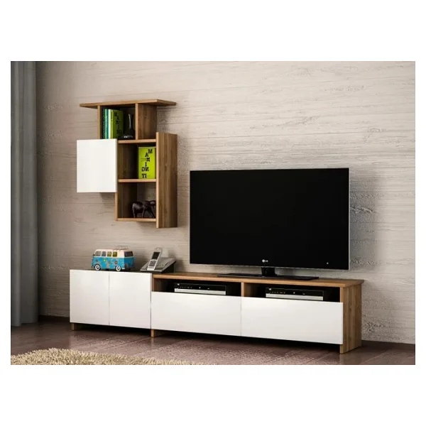 Dekorister Mariposa Kitaplıklı Tv Ünitesi Ceviz-Beyaz