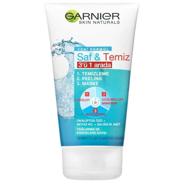 Garnier Saf & Temiz 3'ü 1 Arada Temizleme Peeling Maske Seyehat Boy 50 ml