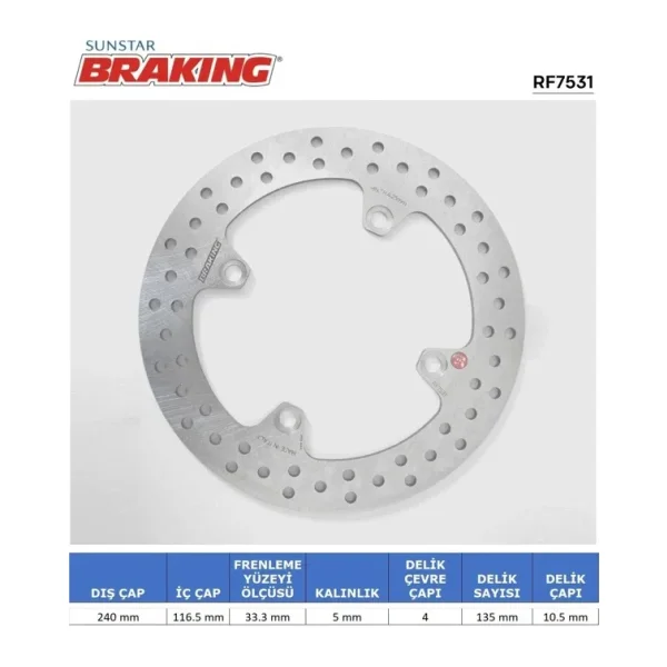 Honda Cbf 500-600-1000 X-Adv 750 Cbr 600 F Yuvarlak Arka Fren Diski 2017-2025