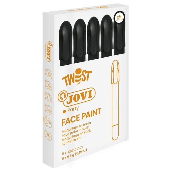Jovi Twist Stick 5'li Yüz Boyama Kalemi Siyah