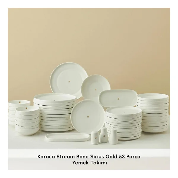 Karaca Stream Bone Sirius Gold Logo 53 Parça 12 Kişilik Yemek Takımı