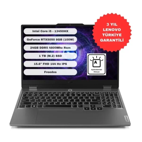 Lenovo LOQ 15IRX10 83JE00ECTR i5-13450HX 24 GB 1 TB SSD RTX5050 15.6" Full HD Gaming Laptop