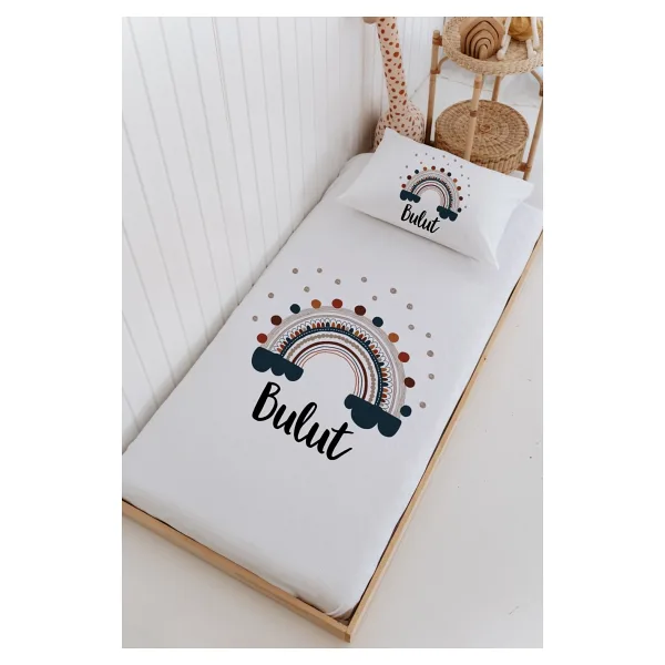 Lilabio İsme Özel %100 Pamuk Bebek Ve Çocuk Tek Kişilik 165 X 225 Cm Pike Takımı-Gökkuşağı