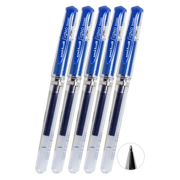 Mavi İmza Kalemi 5 Adet Uniball Signo Broad 1.0 mm Roller Pilot Kalem Um-153 Roller Uçlu Likit Mürekkepli Pilot Kalem