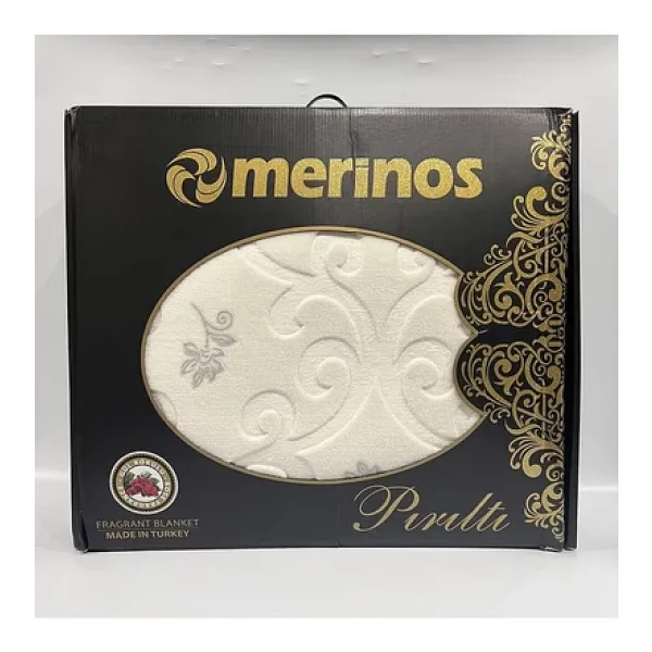 Merinos Pırıltı Battaniye Çift Kişilik Kemik-Silver