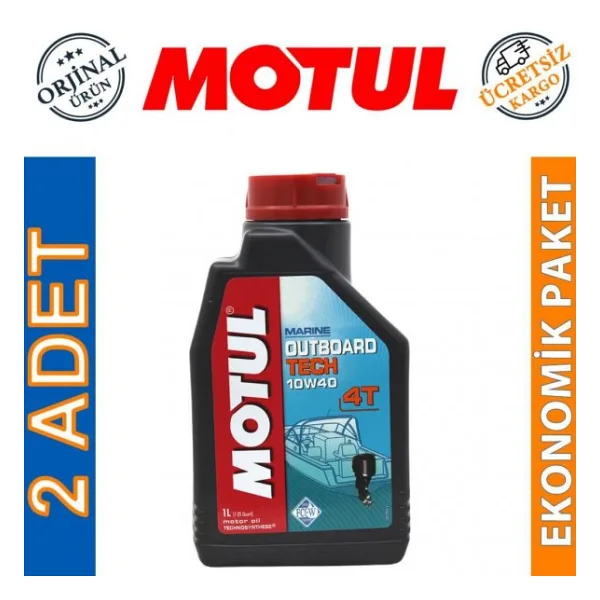 Motul Marine Outboard Tech 4T 10W-40 1 Lt Tekne Motor Yagi (2 Adet)