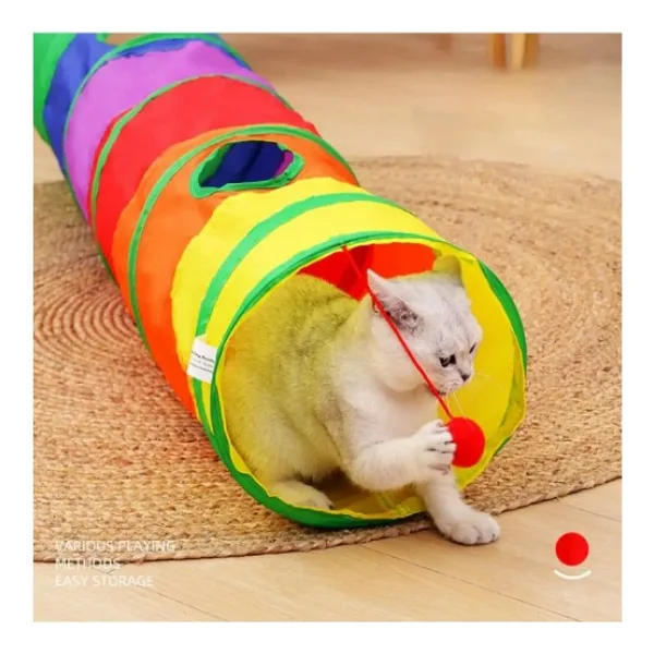 Mucit Home Düz Kedi Tüneli Katlanır Gökkuşağı Uzun Düz Kedi Köpek Oyun Tüneli Evcil Hayvan Oyun Tüneli