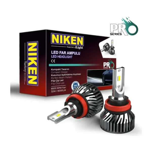 Niken 9012 Hır2 Led Xenon Far Aydınlatma Seti Şimşek Etkili Niken Pro 6400Lm