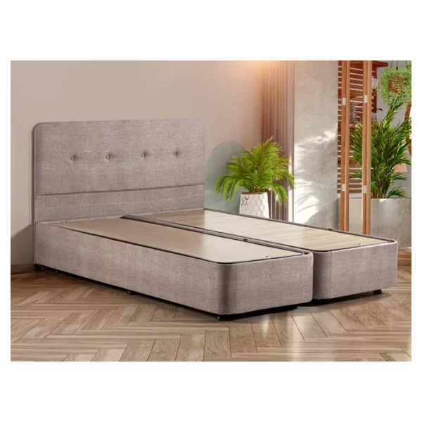 Niron Luna Baza ve Başlık Seti - 160x200 cm Çift Kişilik Sandıklı Kumaş Baza Seti