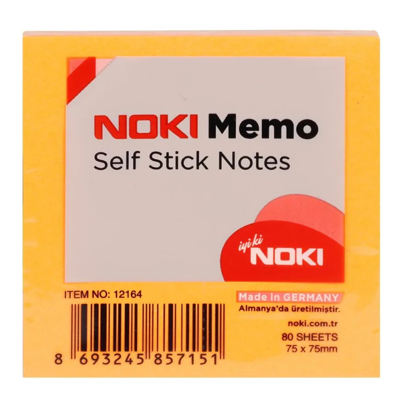 Noki Memo Yapışkanlı Not K. 75X75 12164 Turuncu