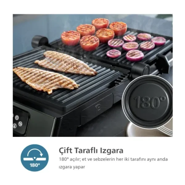 PHİLİPS 7000 Serisi Izgara ve Tost Makinesi, 8 Ön Ayarlı Programlar, Gıda Termometresi HD6307 + Hassas Mutfak Tartısı