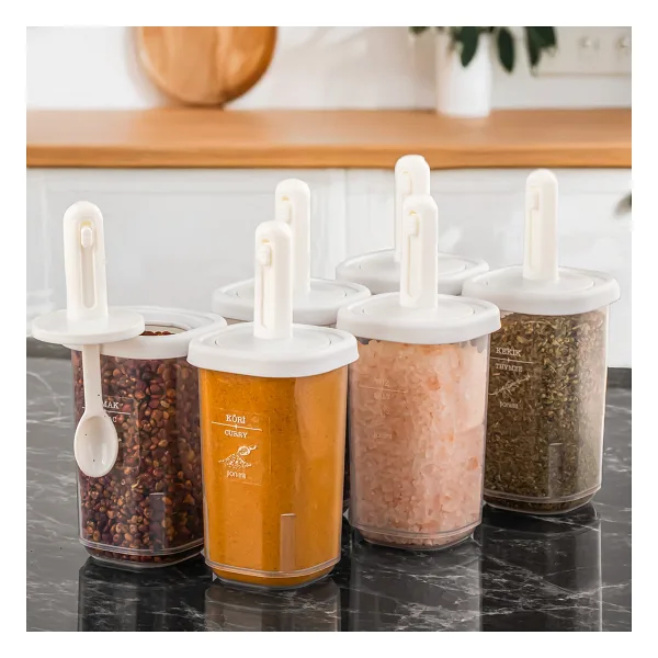 Porsima Kaydırmalı Kaşıklı Beyaz 6'lı Baharat Takımı