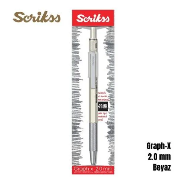 Scrikss Graph-X Beyaz 2.0 mm Versatil Uçlu Kalem