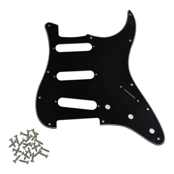 Stratocaster ST Kasa Elektro Gitar Pickguard 3 Katmanlı 11 Delikli Düz Siyah