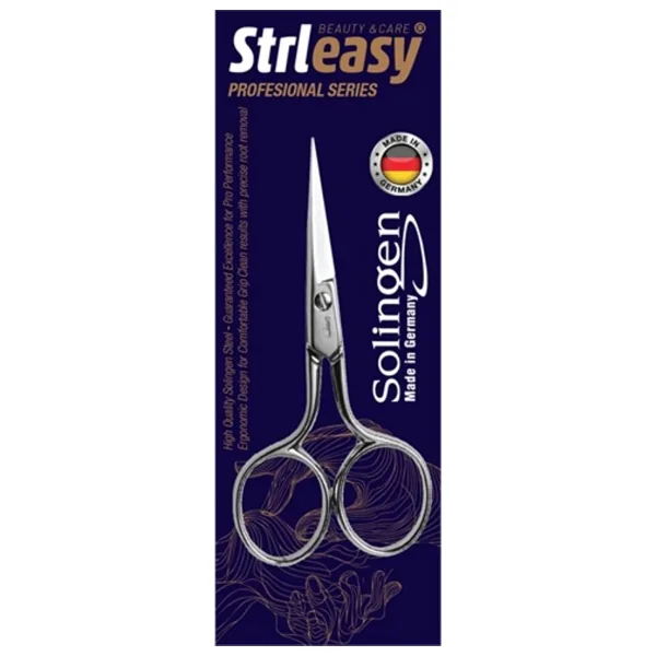STRLEASY 6360 Solingen Çelik Kaş-Bıyık Makası, Paslanmaz Çelik, Profesyonel Hassas Kesim