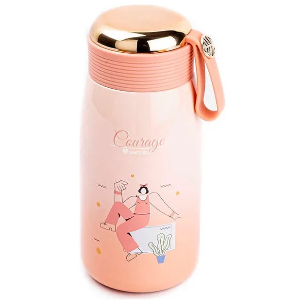 Tantitoni Okadı Pembe Desenli Paslanmaz Çelik Termos 320ML