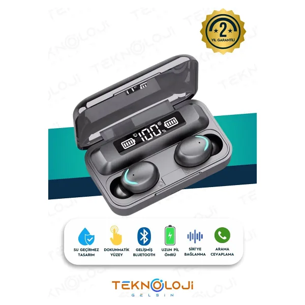 Teknoloji Gelsin Bluetooth Kulaklık Kulakiçi Powerbanklı Çift Mikrofonlu Dokunmatik Kablosuz Earbuds F9 Pro