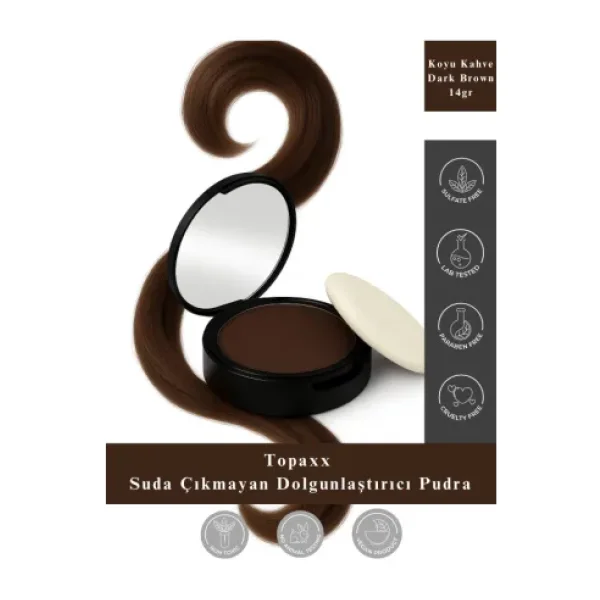 Topaxx Koyu Kahve Suda Çıkmayan Topik Pudra 14 G