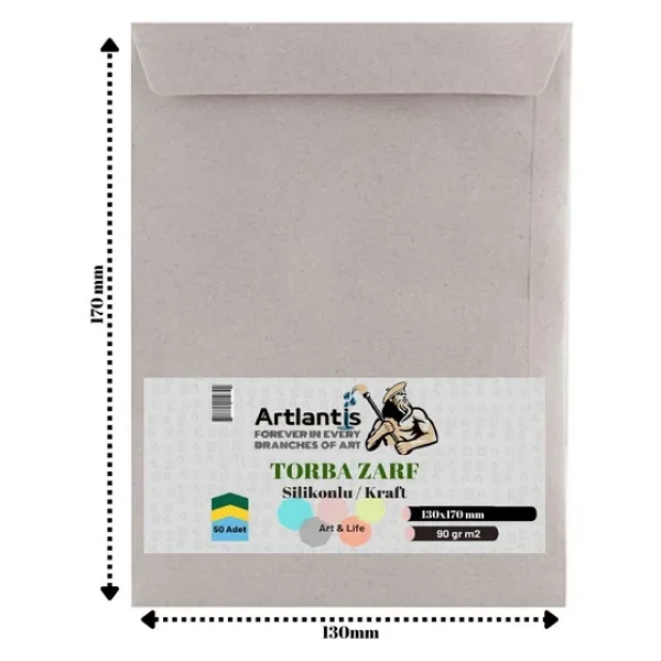 Torba Zarf 13x17 Cm Kraft 90 Gr Silikonlu 50li 1 Paket Artlantis 130x170 Mm Torba Zarf Kraft 50 Li 1 Paket