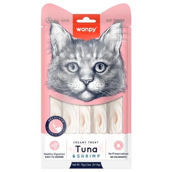 Wanpy Ton Balıklı Ve Karidesli 5x14 Gr Krema Kedi Ödül Maması