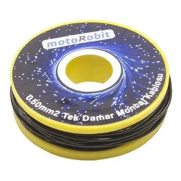 0.50 mm2 Siyah Tek Damar Montaj Kablosu - 10 Metre
