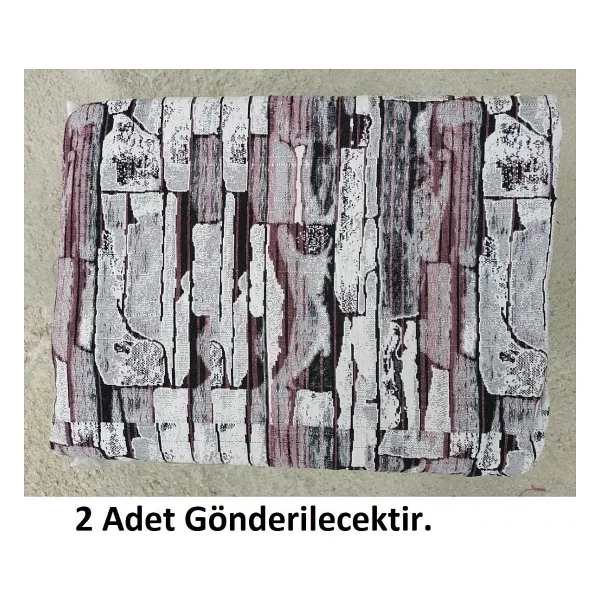 2Lİ Polo Life Savan 4m2 Pamuklu Lastiksiz Halı Örtüsü (170x245)-Taş Desen Pudra