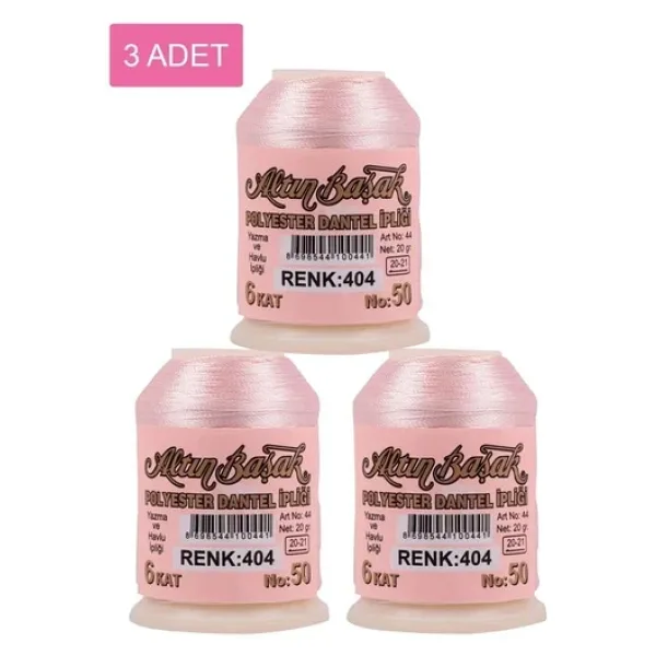 3 Adet Altınbaşak Oya ve Dantel İpi 20 gr - Royaleks - No: 404