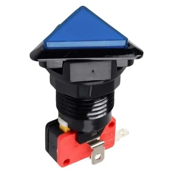 40mm 12V Üçgen Işıklı Oyun Makinesi Butonu - Mavi