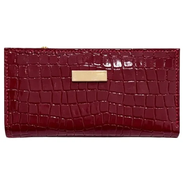 Adelina Bags Kadın Timsah Deseni Görünümlü Basic Küçük Bordo Cüzdan