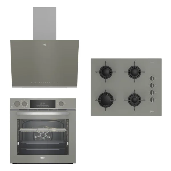 Beko Gri Cam Ankastre Set Fitfry Özelliği A Enerji Sınıfı Modern Mutfak Uyumlu