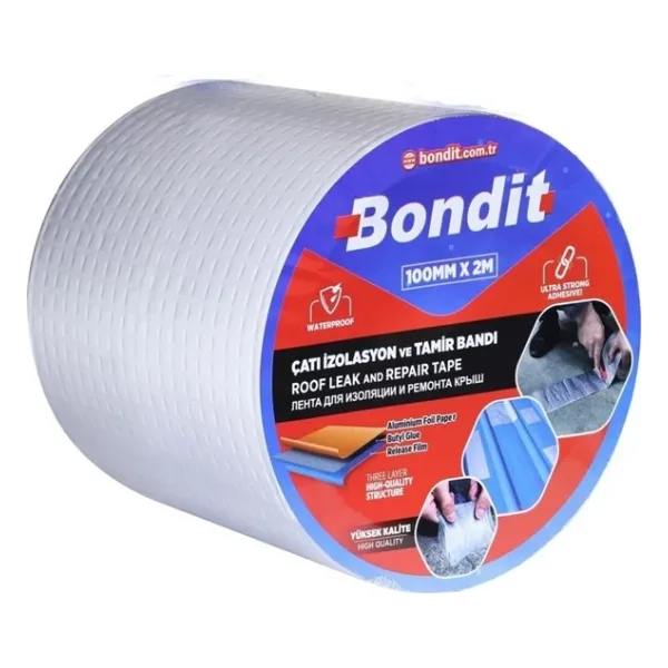 Bondit Kendinden Yapışkanlı Çatı Izolasyon Ses Su Yalıtım Tamir Çamur Bandı 10 cm Metre 2 Metre x 10 cm