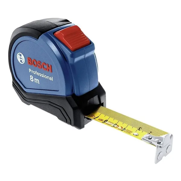 Bosch Professional 8 m mezura Autlock (tek elle kullanım, kemer kelepçesi, manyetik kanca, 2 durdurma tuşu, 27 mm naylon çelik bant)