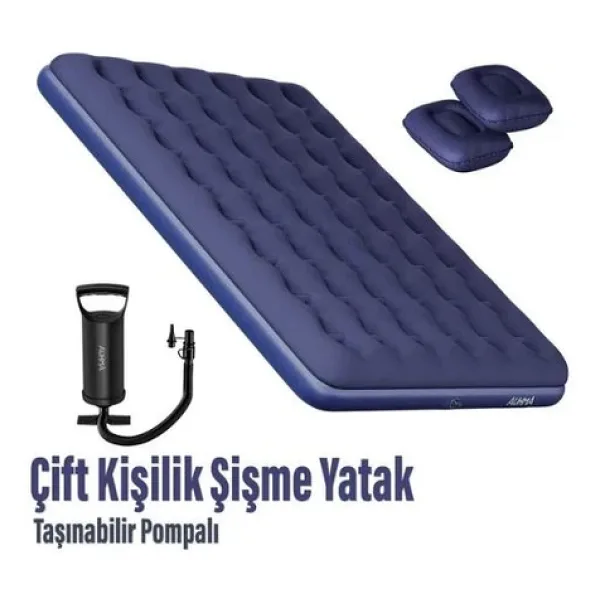 Çift Kişilik Şişme Yatak - 2 Yastık Ve El Pompası Hediyeli