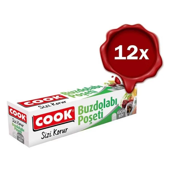 Cook Buzdolabı Poşeti Küçük Boy 20 x 30 cm 30 Adet x 12 - Şeffaf