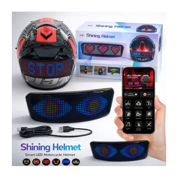 Coverzone Motosiklet-Bisiklet Kask Arkası Led Panel Kask Motorsiklet Aksesuar Bluetooth Uygulamalı