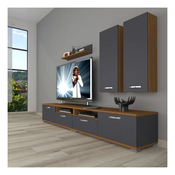 Decoraktiv Eko 5200D Mdf Tv Ünitesi Tv Sehpası - Ceviz - Antrasit
