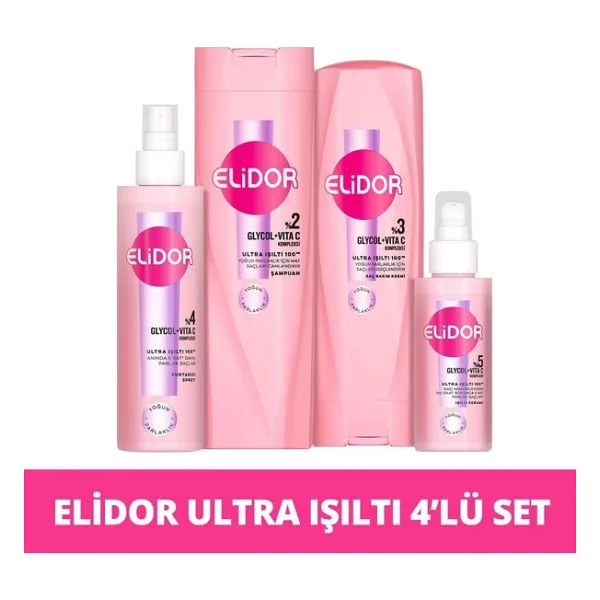 Elidor Ultra Işıltı Yoğun Parlaklık Saç Bakım Seti 4'lü