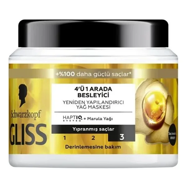 Gliss Oil Nutritive 4'ü 1 Arada Besleyici & Yeniden Yapılandırıcı Saç Maskesi 400 ml