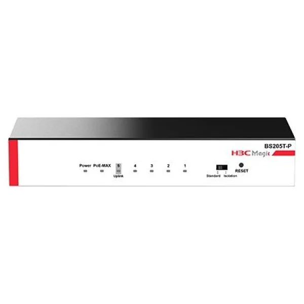 H3C MAGIC 9801A5BX BS205T-P 5 PORT 10/100/1000 4 PORT POE+ 57W YONETILEMEZ DESKTOP SWITCH