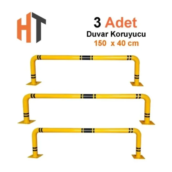Hayat Trafik 3'Lü Otopark Yüksek Araç Stoperi, Bariyer Seti 150X40 Cm