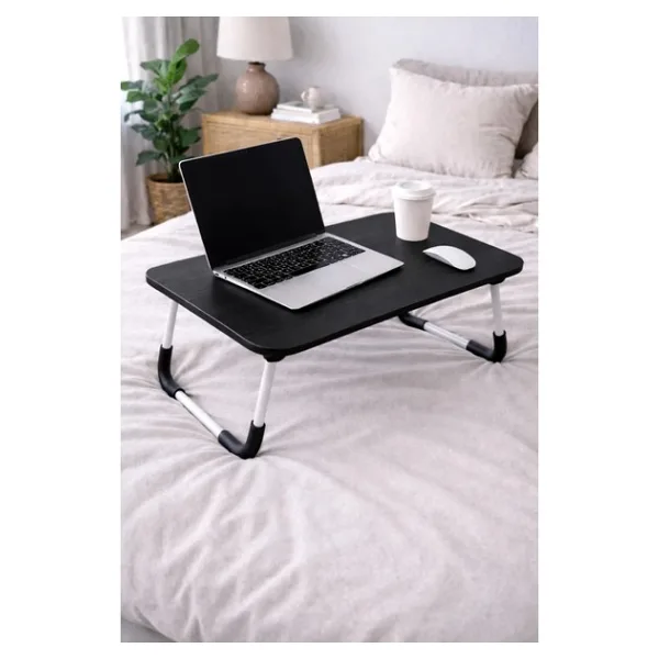Hodbehod Portatif Katlanabilir Düz Yüzeyli Yatak Üstü Laptop Çok Amaçlı Sehpa Siyah - 60CMX40CMX27CM