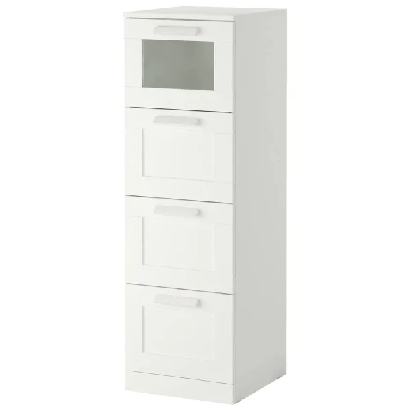 IKEA Brimnes 4 Çekmeceli Şifonyer Beyaz Buzlu Cam 39 124 cm