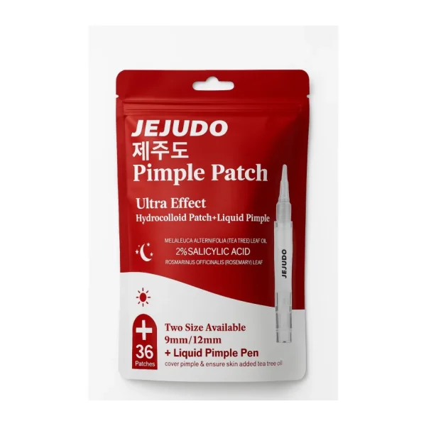 JEJUDO Pimple patch,Akne Bandı(9mm&12mm)+4,5 ml Likit Pimple Pen,%100 Hidrokolloid,%2 Salisilik Asit