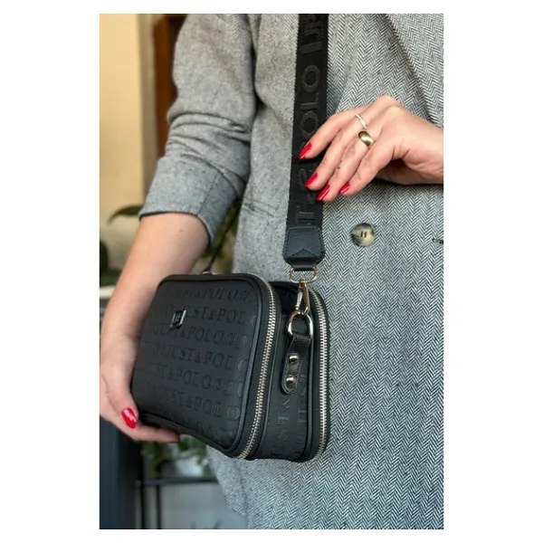 Just Polo Kadın Siyah 5 Bölmeli Ayarlanabilir Uzun Askılı Omuz Çantası Postacı Çantası 6 Bölmeli 28 X18 cm 4023-GD