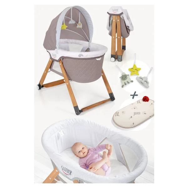 Kiwi Safe & Comfort Sleeper All in One Kahverengi Sallanır Katlanır Ahşap Beşik