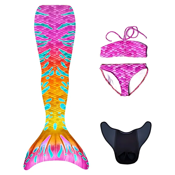 Kuaki Mermaids Deniz Kızı 4'lü Takım Bikini Kostüm Seti Malibu