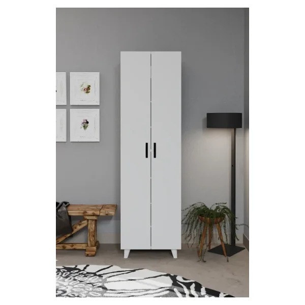 KZY 8 Raflı 2 Kapaklı 16R Ayakkabı Dolabı Banyo Dolabı Çok Amaçlı Dolap Beyaz