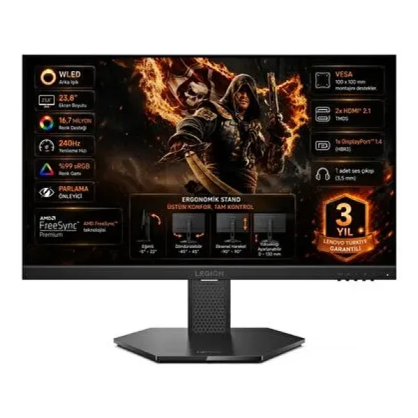 Lenovo Legion 24-15 67E7GAC4TK 23.8" 0.5 ms Full HD Pivot IPS 240 Hz Oyuncu Monitörü