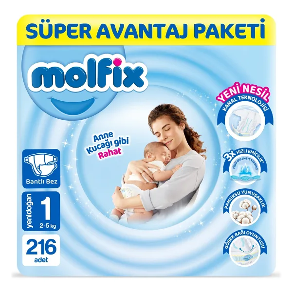 Molfix 1 Numara Yenidoğan 72'li 3 Adet Bebek Bezi