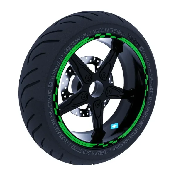 Moto GP Yarış Bayraklı Orman Yeşili Jant Şeridi Sticker Çınar Extreme